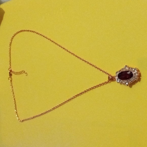 Red Sparkly Simulated Ruby Necklace - Picture 3 of 5